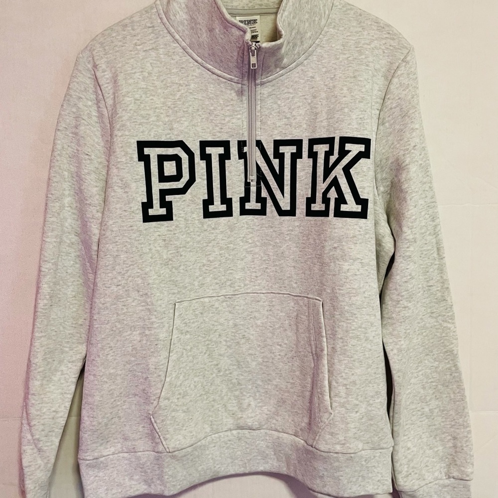 NWT Victoria Secret 1/4 zip hoodie.With front pockets. Size XL